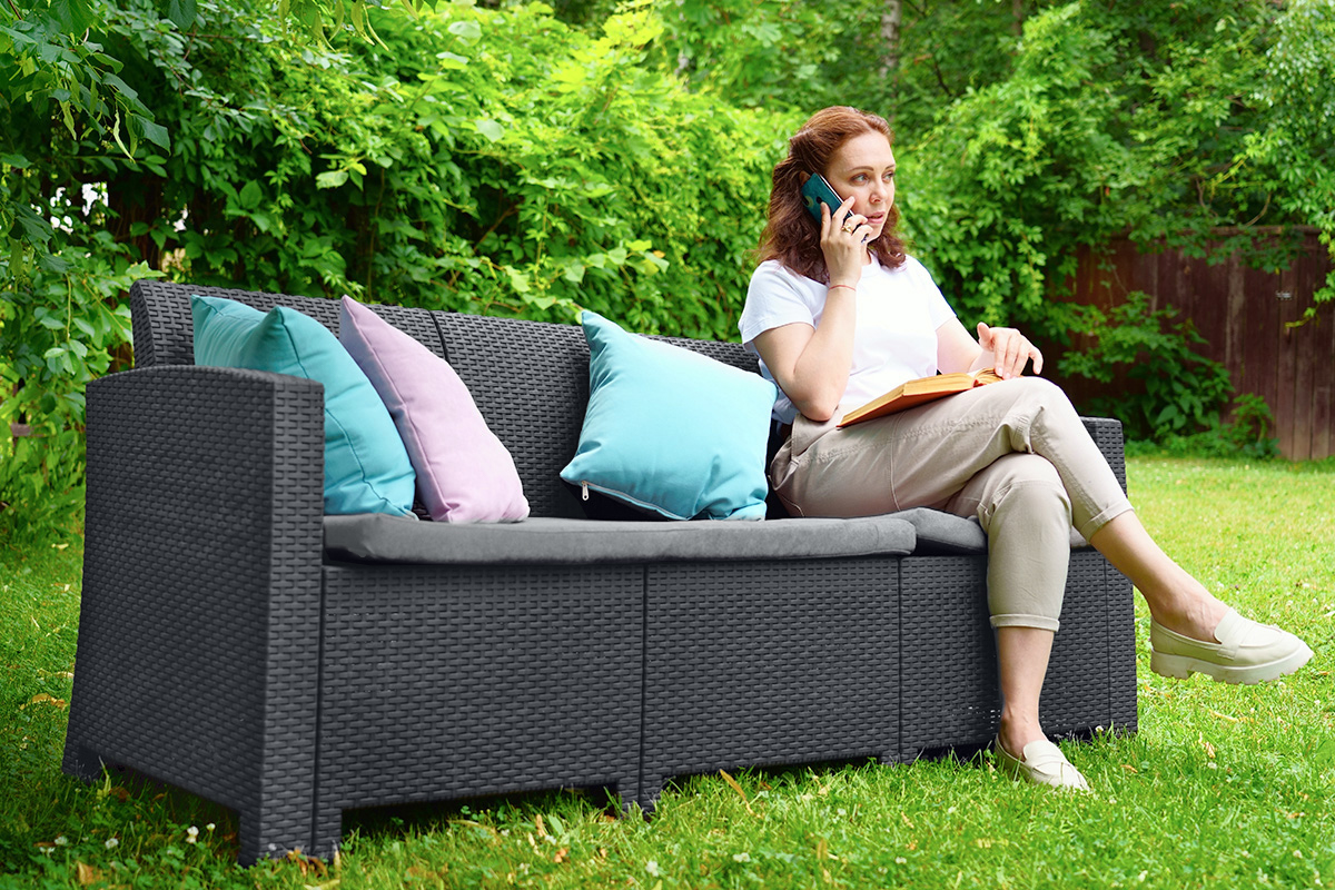 B:Rattan Arizona b:rattan, Диван трехместный, антрацит (3-х местная подушка)