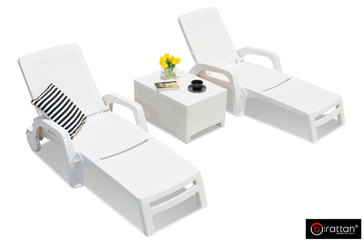 Bica, Италия Шезлонг B:rattan MIAMI складной, белый (дисконт)